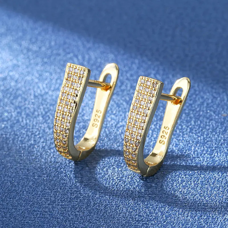 925 Silver Needle Princess Crystal Square Zircon Drop Earrings