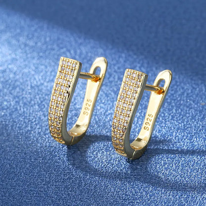 925 Silver Needle Princess Crystal Square Zircon Drop Earrings