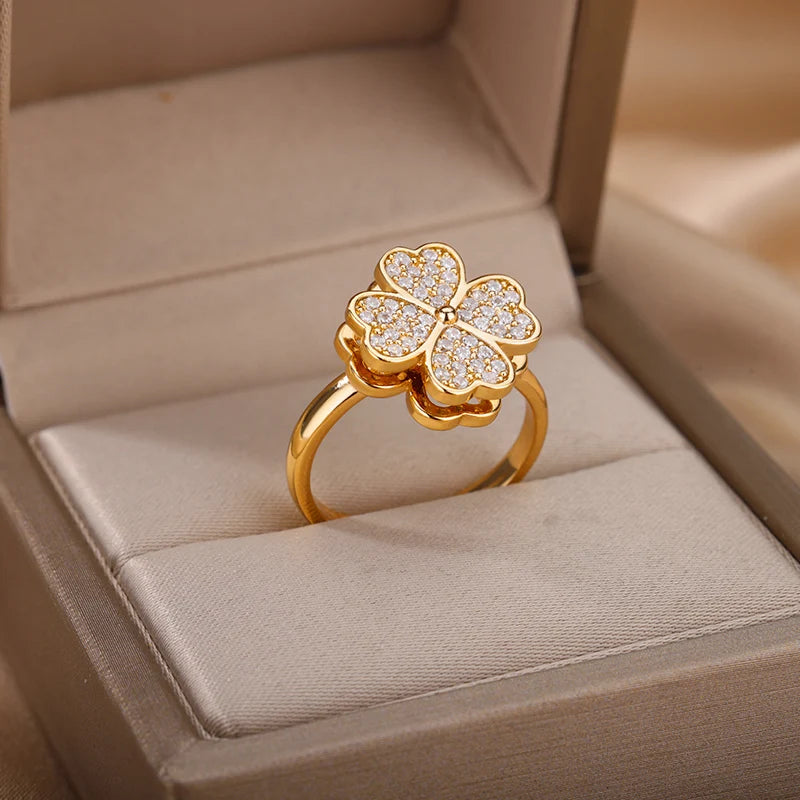 DANA Zircon Four Leaf Clover Rings