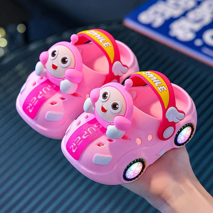 Flashing Light Hole Anti Slip Soft Soled Toe  Slippers