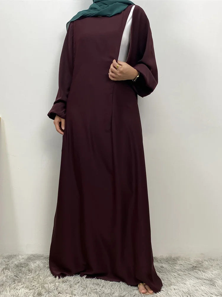 Muslim Front Zippers Abaya Dress