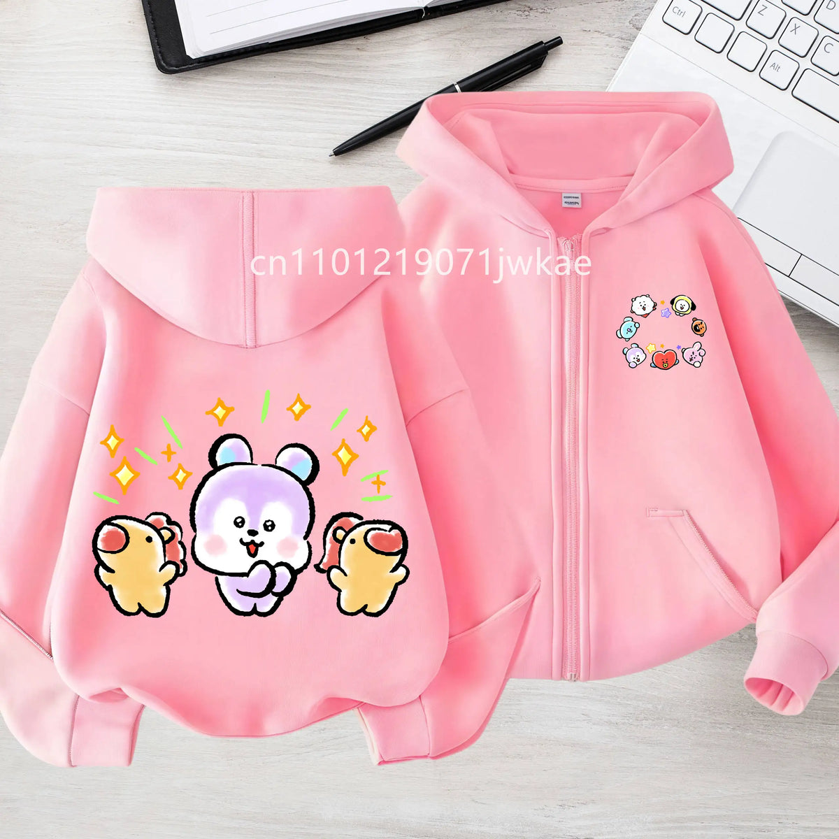 Tee Cute BT21 Mang Inspired Zipper Hoodie 3-12 Year Hoody Coat