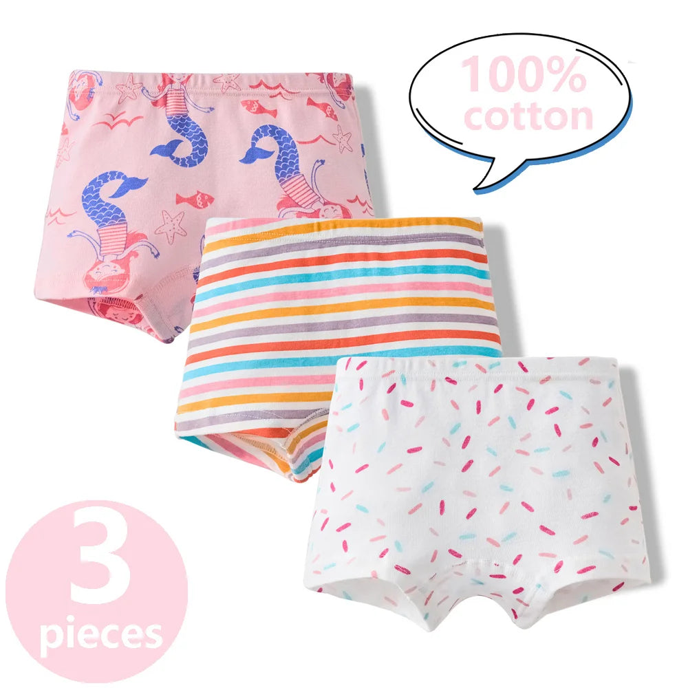 3/6 Pcs 100% Cotton Pretty Cartoon Boxer Set