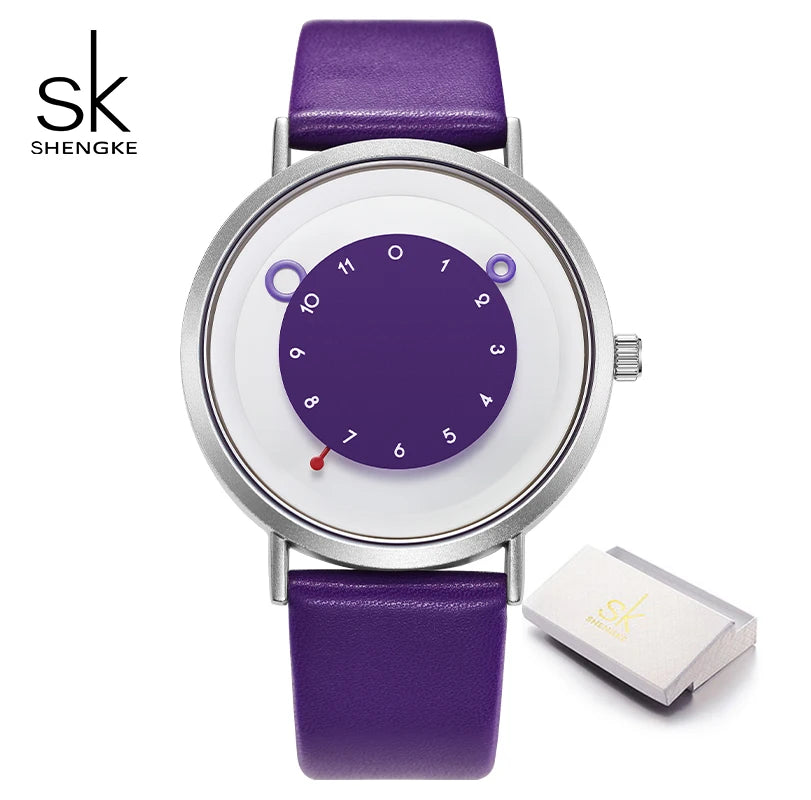 Shengke Creative Yellow Leather Band Wristwatches