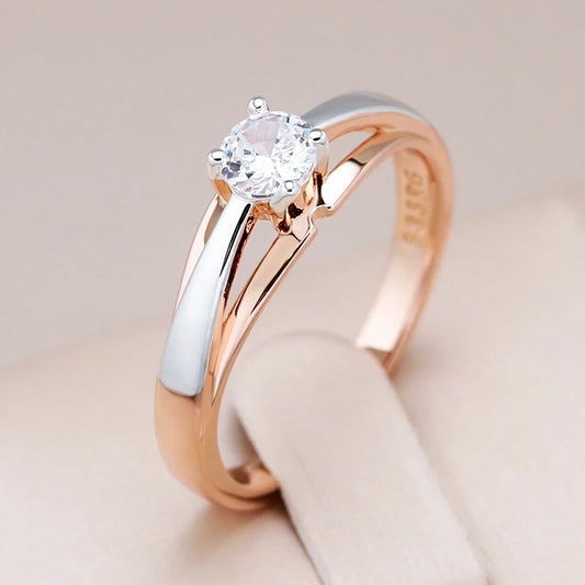 Rose Gold Zircon Slim Wedding Rings