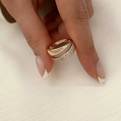 Korean Exquisite Geometric Round Luxury Zircon Ring