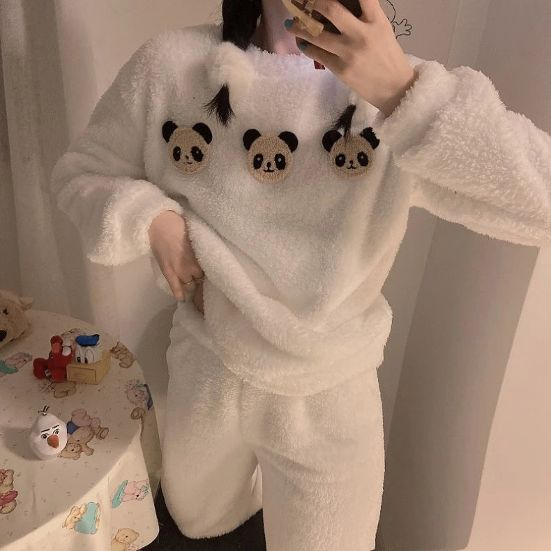 Fleece Thick Warm Pajamas Set