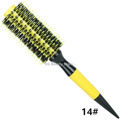 1/6pcs Yellow Boar Bristle Hair Comb Professional Round Hair Brush Curling Combs