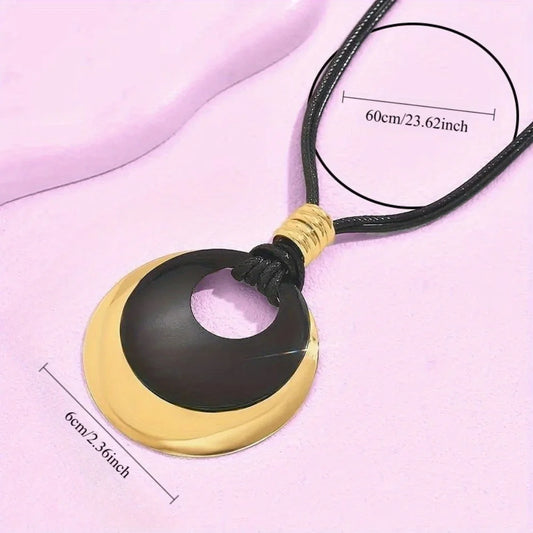 Bohemian Double-layer Round Leather Rope Pendant Necklace
