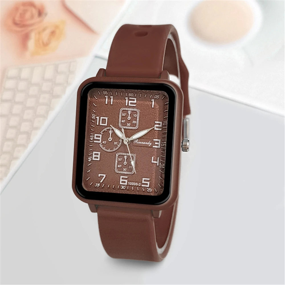 Sports Square Quartz Blue silicone strap Wristwatches