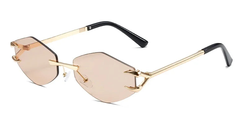 Retro Polygonal Rimless Irregular Square Sunglasses