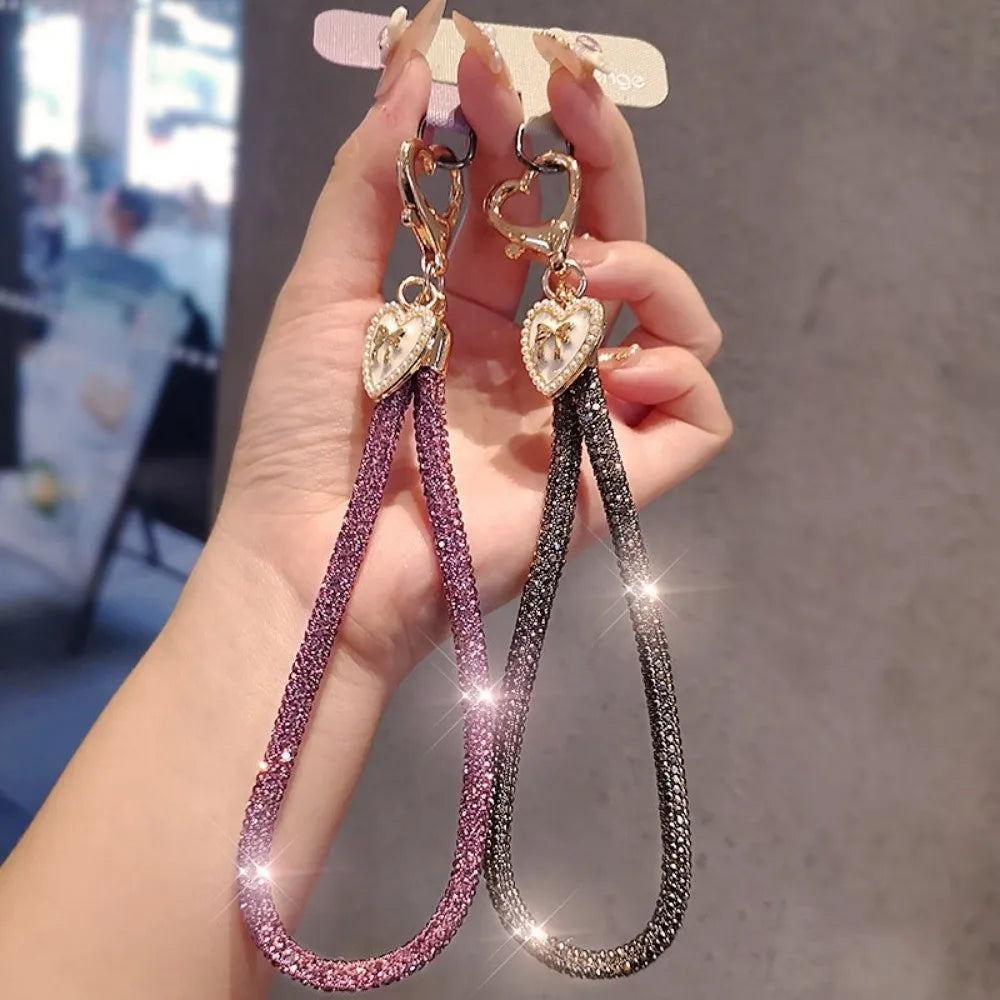 Hanging Cord Glitter Rhinestone Phone Lanyard Handheld Short Wrist Style Diamond