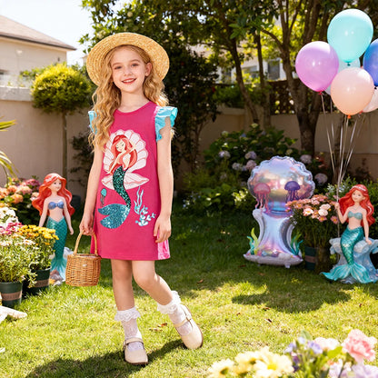 Summer Outfits Cotton Toddler Ruffled Sleeveless Mermaid Dresses