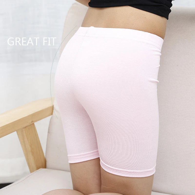 Candy Color Solid Color Girls Safety Shorts