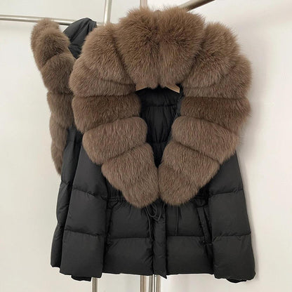 Real Fox Fur Puffer Jacket Coat