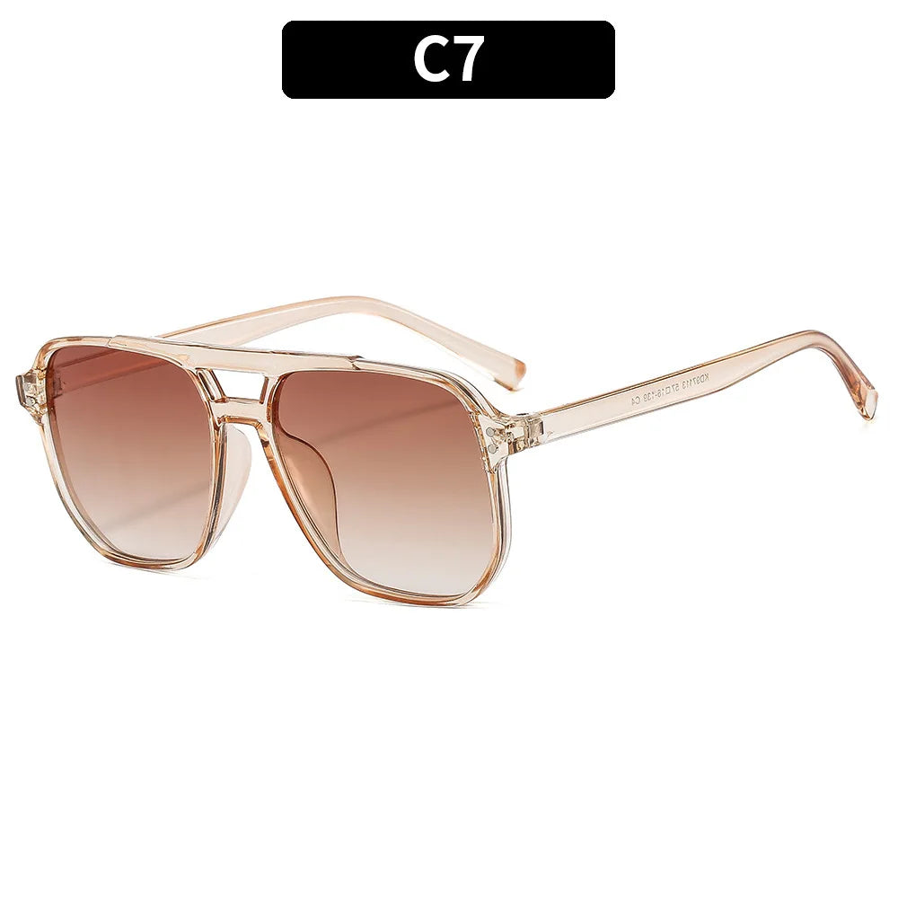 Vintage Square Thick Frame Double Bridges Sunglasses