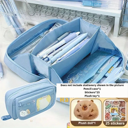 27pcs Large Capacity Volcano Flip Pencil Case Set
