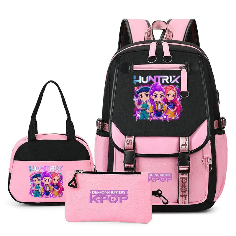 Mochilas Set KPop Demon Hunters Capacity Student School Bag