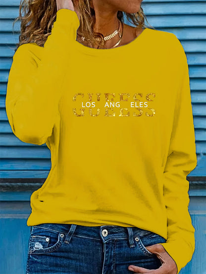 100% Cotton Los Angeles Letter Long Sleeve T-shirt
