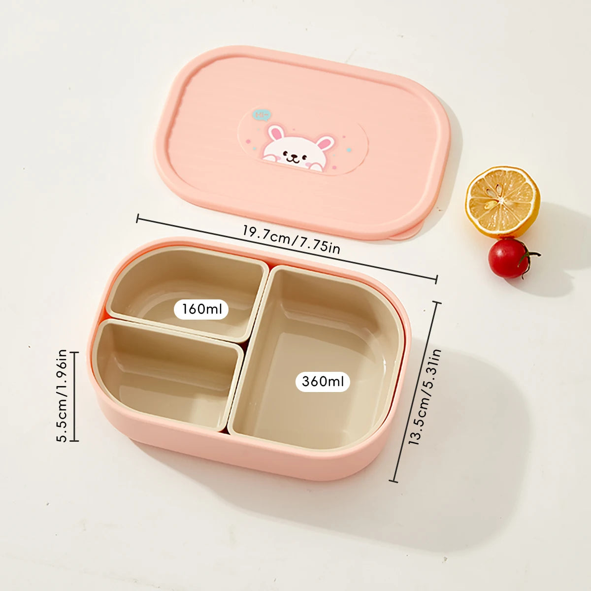 Outdoor Portable Sealed Divided Food Container 3 Grids Plastic Lunch Box