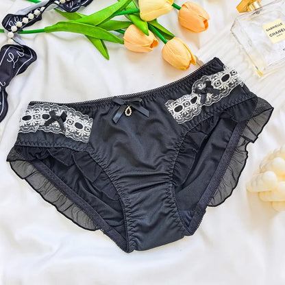 Lolita Cute Lovely Sweety Panties Milk Silk Breathable Elasticity Ruffle Underwear