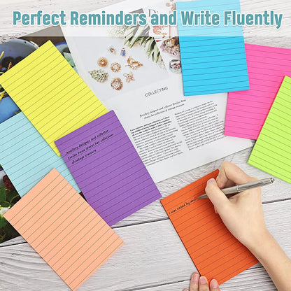 Large Lined Fluorescent Sticky Notes  Memo Pads