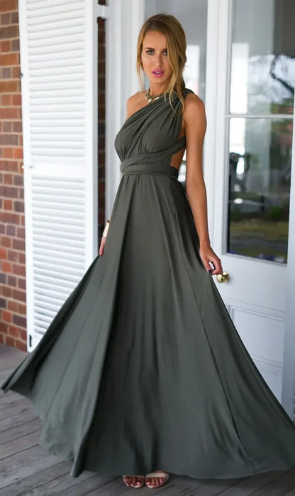 Multi-worn V-neck Vestidos De Fiesta Long Sexy Maxi Dress