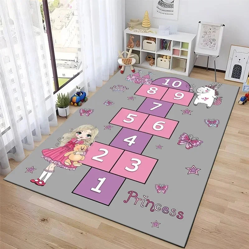 Interactive Hopscotch Play Mat Cartoon-Inspired Carpet