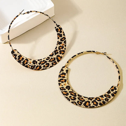 Metal Leopard Print Clip On Hoop Classic Timeless  Earrings