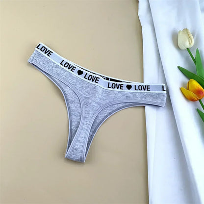 3Pcs "Love" Letters Cotton Sexy G-string