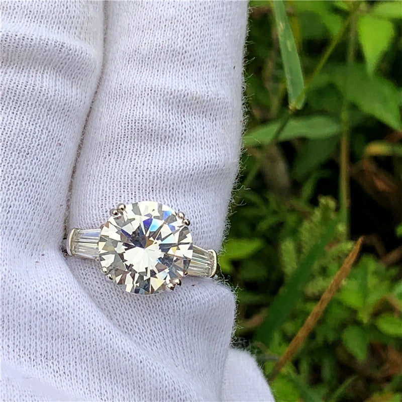 Solitaire Round cut 6ct Sona cz 925 Sterling Silver Engagement Rings