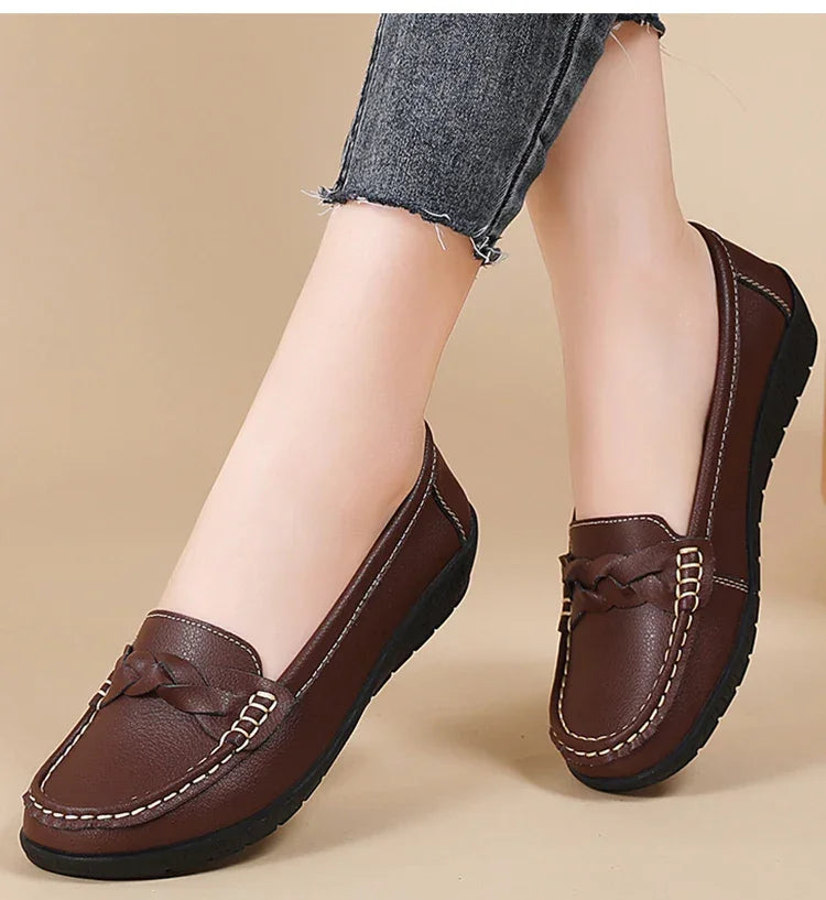 Soft Leather Loafer Flats Slip Shoes