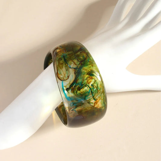 Exaggerate Geometric Acrylic Resin Bangle Wide Bracelets