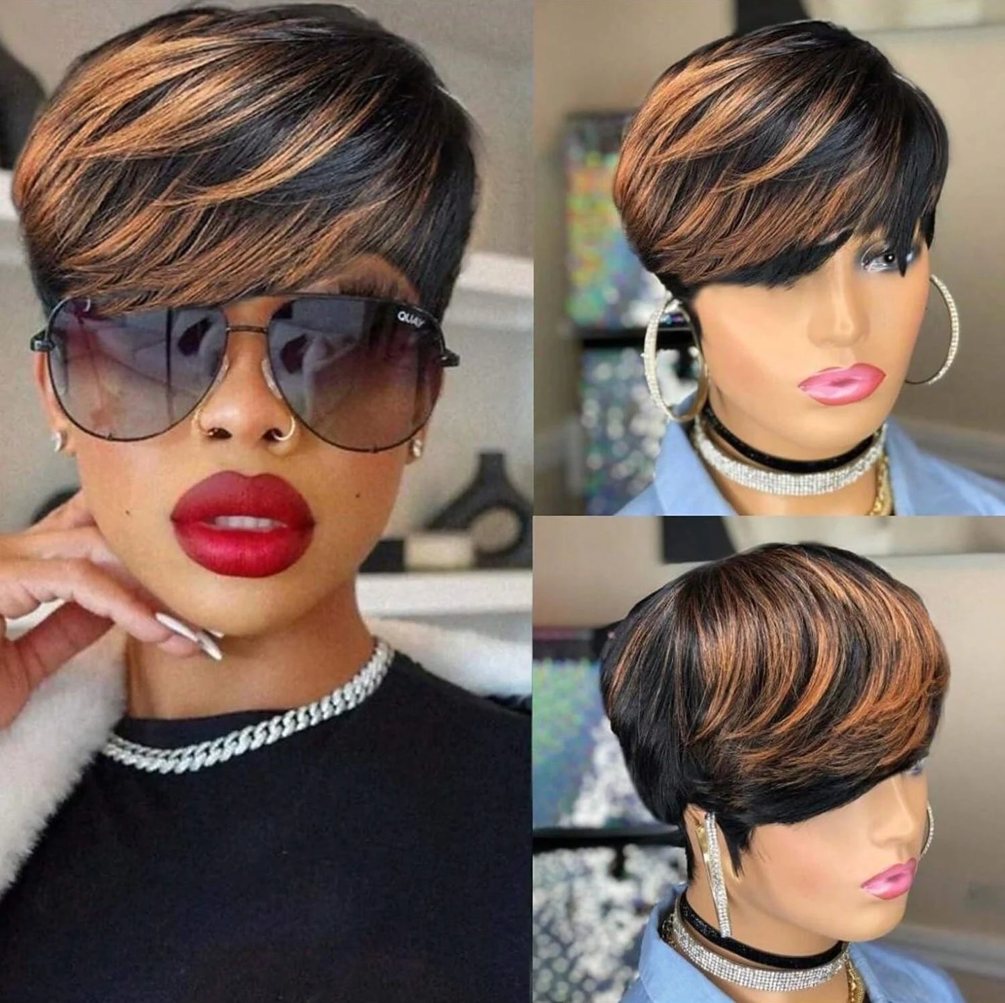Short Straight  Pixie Cut Hair Bob Wig