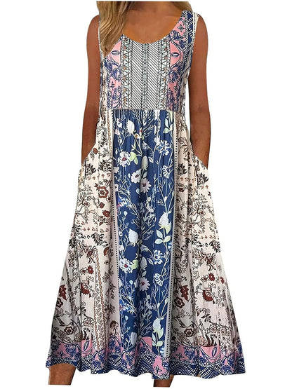 Sleeveless Bohemian floral flowing Dress