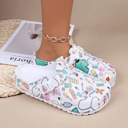 Cartoon Printing Adjustable Buckle Indoor Slippers