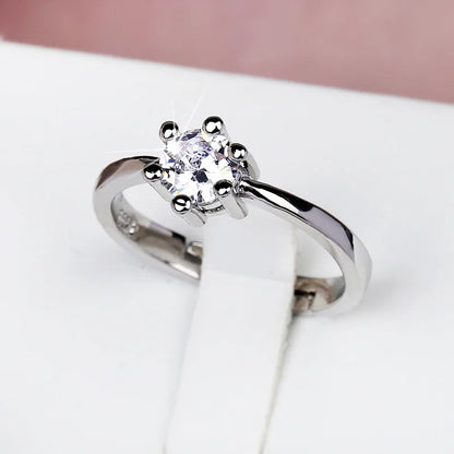 925 Sterling Silver Luxury White Bridal Ring 18K Gold Promise Love Rings