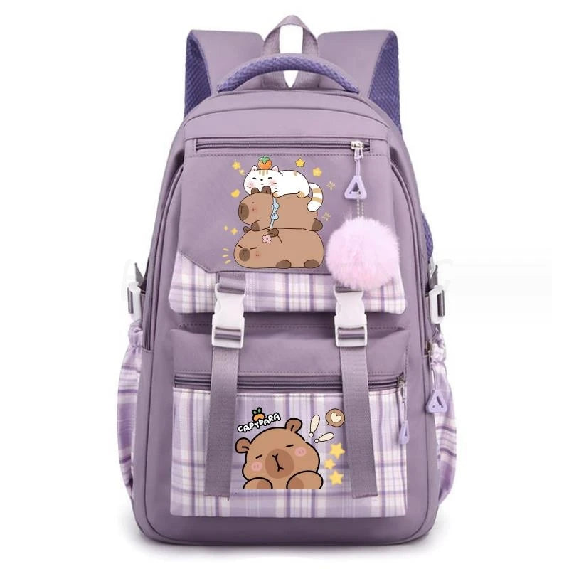 Backpack Lovely Capybara Print Large Capacity School Backpacks