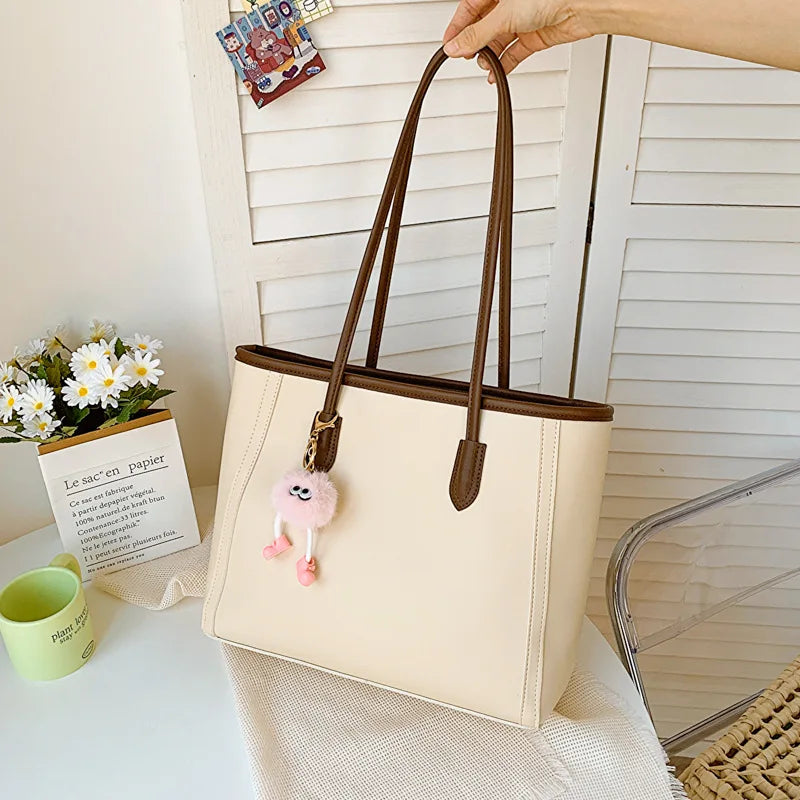 PU Leather Versatile Korean Single Shoulder Tote Bag