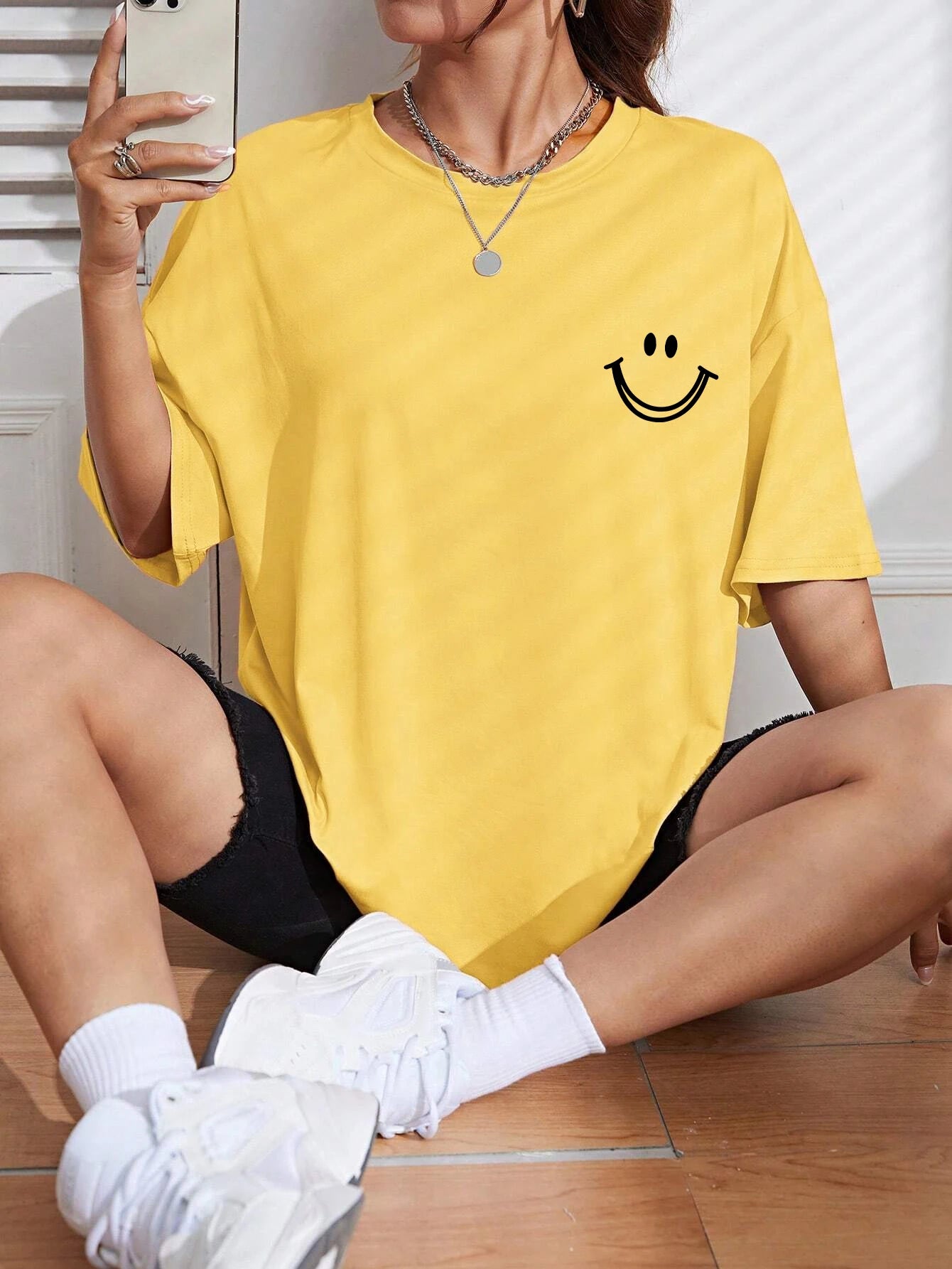 Happy Expression Cotton Short Sleeve Hip Hop T-Shirts