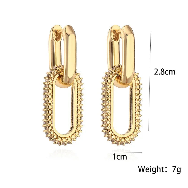 Double Loop Gold Color Geometric Earrings