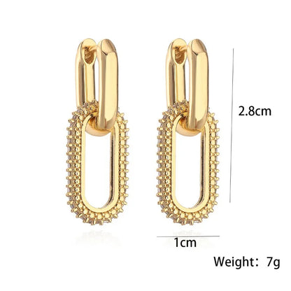 Double Loop Gold Color Geometric Earrings