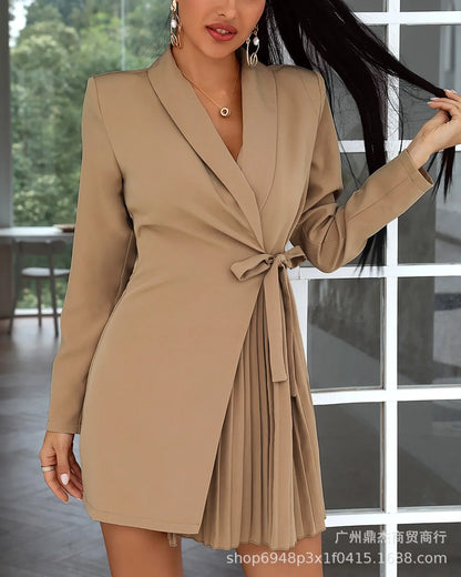 Blazer V-neck Long-sleeved Mini Dress