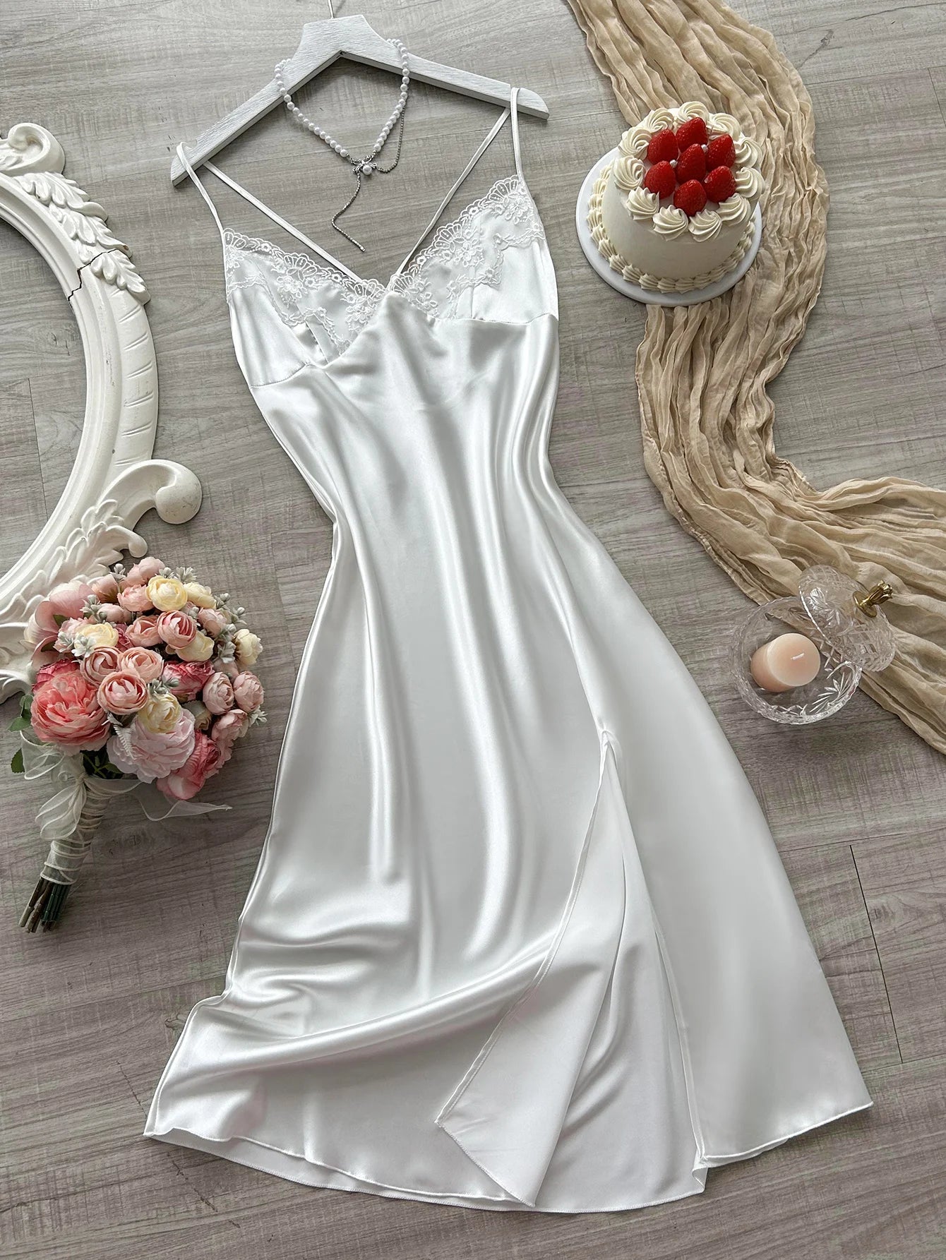 Sexy slit sexy lace patchwork Pyjama