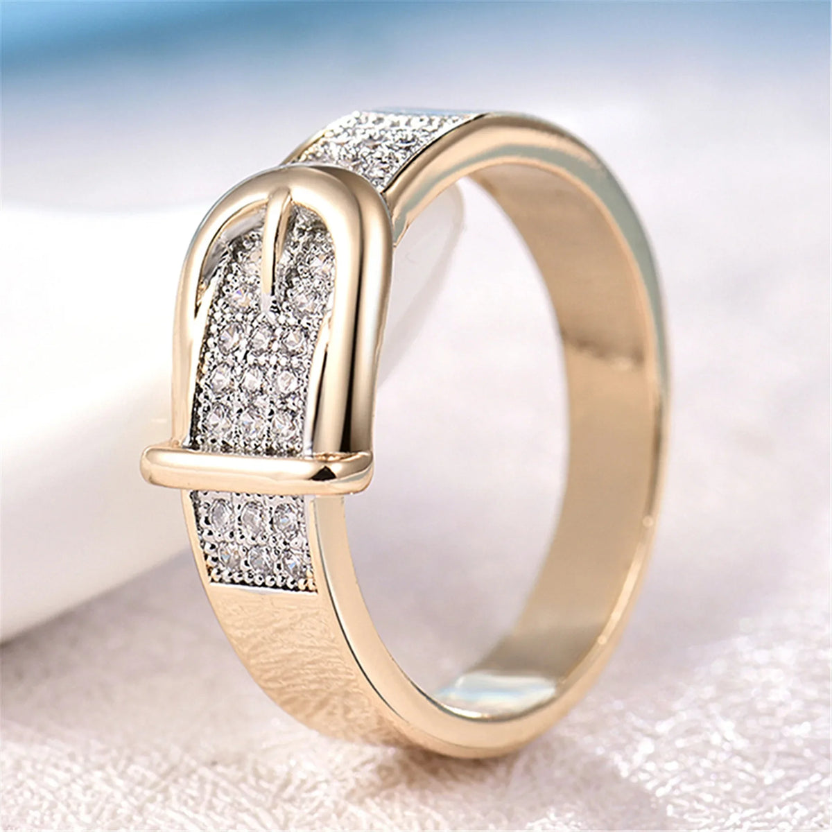 Belt Rings Creative Gold Silver Shiny Full Zircon Ring