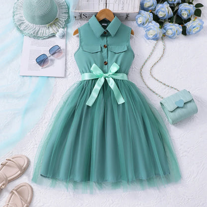 Teen Girl Sleeveless Mesh Princess Dress
