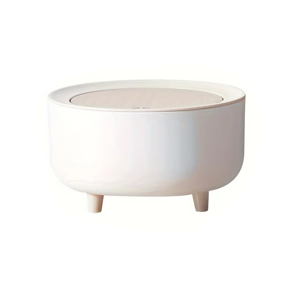Round Trash Can With Lid White Garbage Can