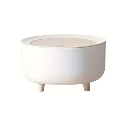 Round Trash Can With Lid White Garbage Can