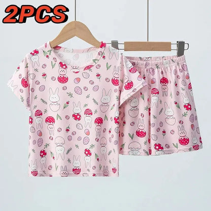 Children Lovely Pink Rabbit Coat Set