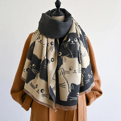 Cute Cat Cashmere Scarf